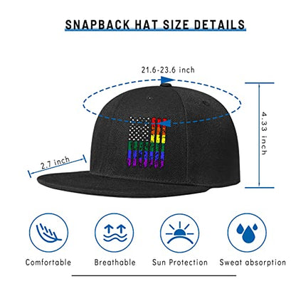 Horror Skull Hat Snapback Hat for Men Women Black Adjustable Classic Adult Baseball Cap Flat Bill Hip Hop Cap - color: Gay Flag