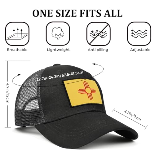 Embroidered State Flag Trucker Hat Mesh Adjustable Snapback Baseball Cap for Men Women - color: New Mexico