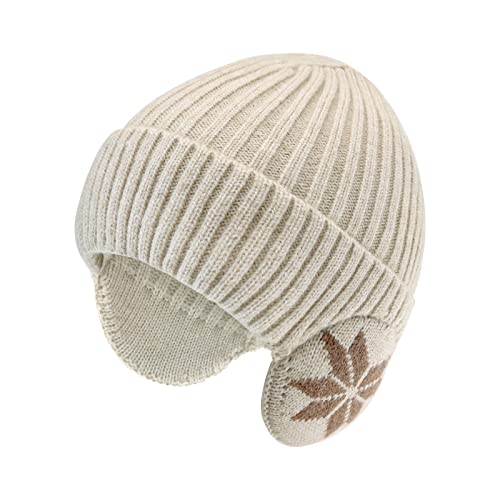 BAVST Hat for Men Knitted Beanie Women Winter Hats Men’s Stretchy Caps Outdoor Beanies Fleece Lined Ear Warmer - color: X-beige
