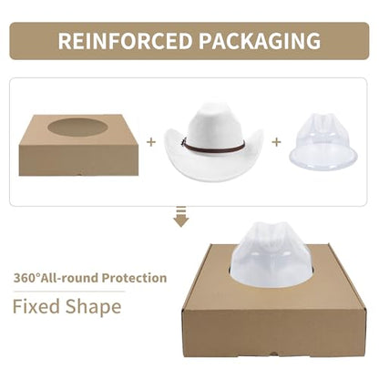 Cowboy Hats for Women and Men with Wide Brim Felt Suede Western Hats for Cowgirls and Cowboys - color: White