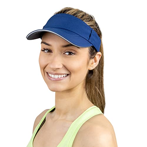 TrailHeads Women's Performance Sun Visor Hat for Running, Golf & Sports - color: Navy
