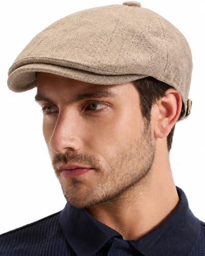 ZLYC Newsboy Cap for Men Summer Flat Cap Lightweight Beret Hat - color: Buckle Beige