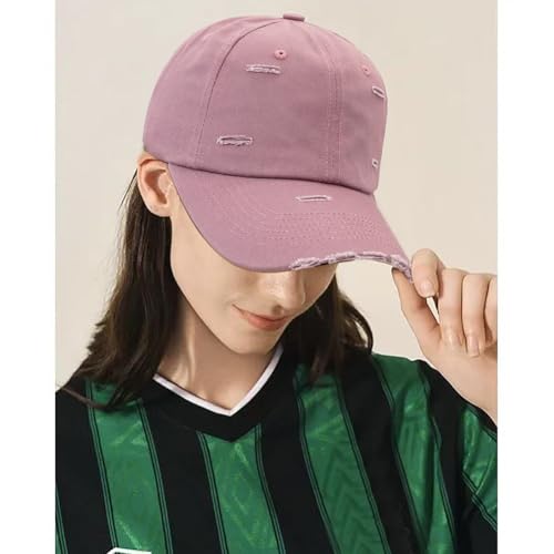 Distressed Baseball Cap for Men Women Cotton Dad Hat - color: Dark Purple