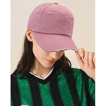 Distressed Baseball Cap for Men Women Cotton Dad Hat - color: Dark Purple