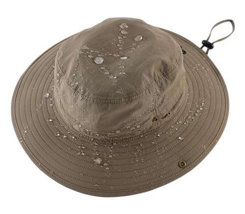 Connectyle Sun Hat for Men Women Outdoor UV Protection Safari Hat for Fishing Hiking Gardening Breathable Cowboy Hat UPF50 - color: Dark Khaki