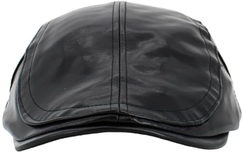 KBETHOS Leather Ascot Made in USA Ivy Collection Classic Newsboy Caps - color: Pu Blk, size: X-Large