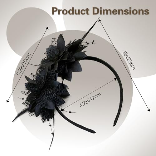 Fascinators for Women Ribbon Feather Tea Party Headwear - color: Black