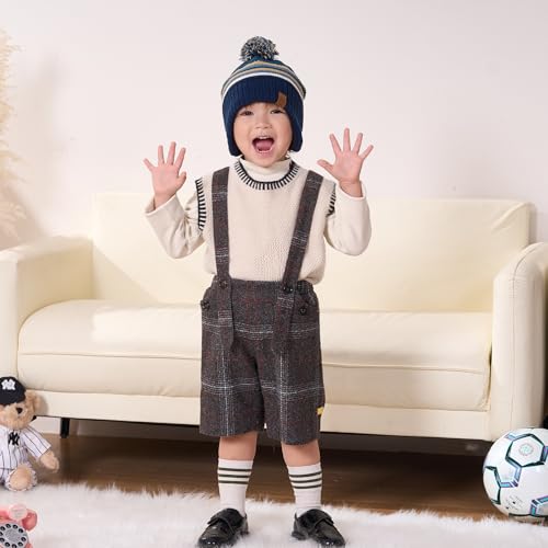 Moon Kitty Baby Boys Hats Toddler Beanies for Boys Winter Fleece Winter Hat Boys - color: Navy Stripe, size: 6-10 Years