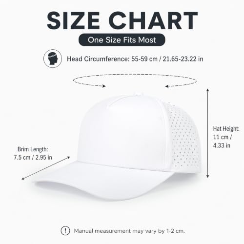 Quick Dry Baseball Cap Waterproof Snapback Trucker Golf Hat for Men Women - color: Black + White