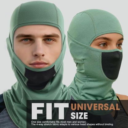 WTACTFUL Breathable Balaclava Face Mask Men, Summer UPF 50+ Sun Protection - color: Black+green