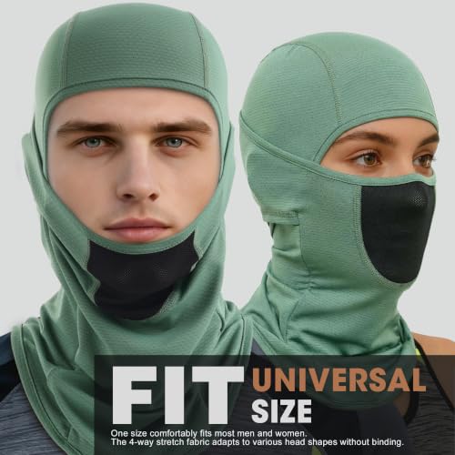 WTACTFUL Breathable Balaclava Face Mask Men, Summer UPF 50+ Sun Protection - color: Black+green