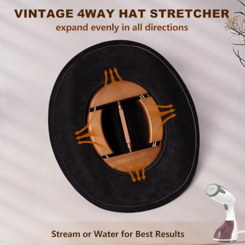 Hat Stretcher 4 Way, Hat Stretcher for Fitted Hats Size 6 7/8 to 8 1/2 - color: Brown_brown