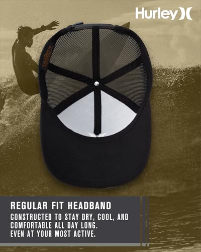 Hurley Mens Cap Del Mar Mesh Panel Trucker Hat with Snap Back - color: Black/White
