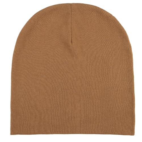 Thin 100% Cotton Fine-Knit Beanie Hat Slouchy Soft Chemo Skull Cap - color: 1-light Coffee