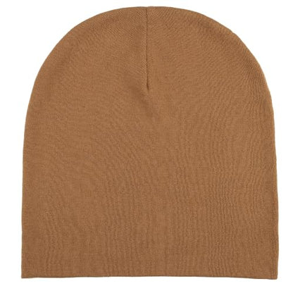 Thin 100% Cotton Fine-Knit Beanie Hat Slouchy Soft Chemo Skull Cap - color: 1-light Coffee
