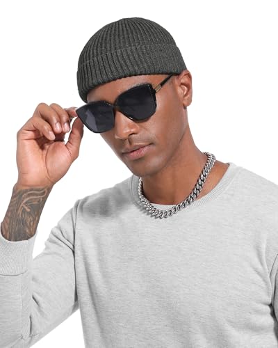 Short Fisherman Beanie for Men Women Wool Fleece Lined Winter Hat - color: 1pcs-dark Gray