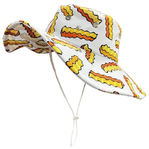 Funny Sun Hat for Men Women Wide Brim Bucket Hat Hiking Boonie Hat Summer Beach Fishing Caps - color: French Fries