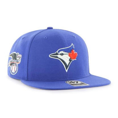 47 MLB Sure Shot Captain Hat Adjustable Structured 6-Panel Snapback Hat Cap, Adult One Size Fits All - color: Toronto Blue Jays