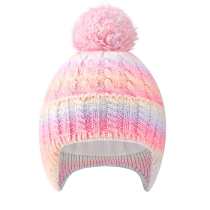 Kids Winter Beanie Hat Boys Toddler Knitted Pom Hat Earflap Fleece Lining Ages 3-12 - color: Multicolour1, size: 7-12 Years