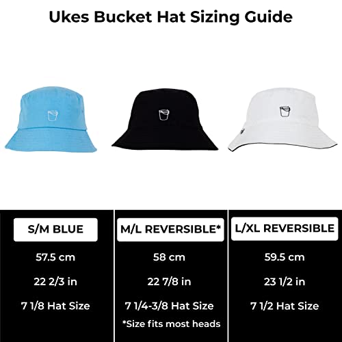 Ukes Premium Bucket Hat, Easy to Pack for Outdoor Summer Adventure, Fun Bucket Design - color: Powder Blue S/M 57.5cm