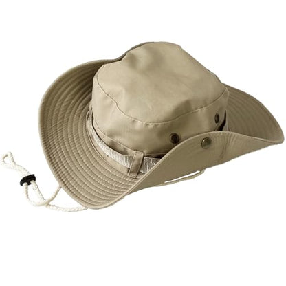 Taeku Sun Hat, Unisex Wide Brim Bucket Hat Sun Protection Cap Breathable Boonie Hat for Fishing Hiking Gardening Safari - color: Light Khaki