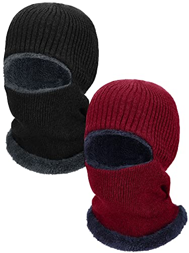 SATINIOR 2 Pcs Ski Masks Winter Balaclava Fleece - color: Black, Red, size: Large