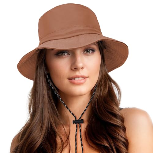 Durio Waterproof Bucket Hats for Woman UPF 50+ Sun Hat - color: Brick Red