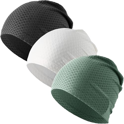 WTACTFUL 3-Pack Breathable Cooling Skull Cap for Men & Women Summer - color: Black+white+green