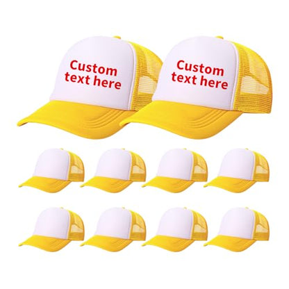 10 Pack of Blank Trucker Hat Bulk Men and Women Hats Bulk DIY Graffiti Mesh Hat Hot Stamping Hats - color: Yellowish White