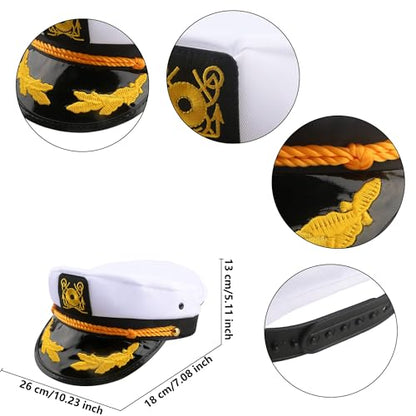 8 Pieces Captain Hats Adjustable White Sailors Navy Marine Admiral Caps for Yacht Theme Party Costume Accessory - color: Style 3