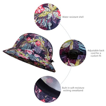 BASSDASH UPF50+ Fishing Bucket Hat for Men Women Lightweight Water Resistant Packable Outdoor Summer Sun Hats FH13 - color: Black/Flamingo
