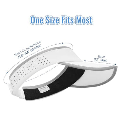 Foldable Sports Sun Visor Hat - Adjustable Running Golf Tennis Cap with Mesh&Reflective Design, Quick Drying for Men & Women - color: White/Reflective