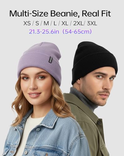 Zylioo XXL Beanie for Men,Big Head Winter Knit Hat,Stretch Warm Skull Cap - color: Camo Gray, size: XX-Large-3X-Large
