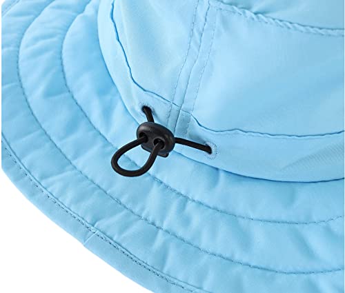 Connectyle Kids Sun Hat for Boys Girls Wide Brim Bucket Hat UPF 50+ Sun Protection Hat Breathable Summer Beach Hat - color: Aqua Blue