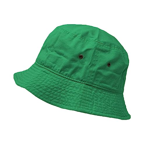 Glory Max Unisex Solid Color 100% Cotton Bucket Hat Small Brim Packable Travel Summer Beach Hat - color: Kelly Green, size: Small-Medium