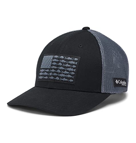 Columbia Unisex Adult PFG Logo Mesh Ball Cap - color: Black/Graphite, size: Large-X-Large