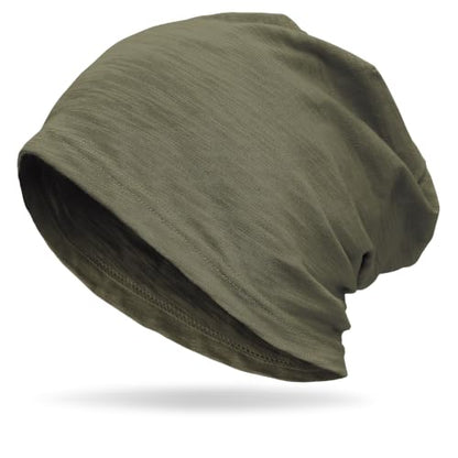 vidsel 100% Cotton Slouchy Beanie, Lightweight Summer Hats for Women Men - color: 1pc Army Green, size: Large