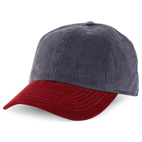 Trendy Apparel Shop Cotton Corduroy Unstructured Baseball Cap Dad Hat - color: Dark Grey Burgundy