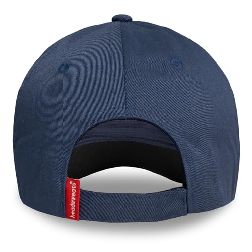 Headsweats Dad Hat – Men's Embroidered Twill Baseball Cap, Adjustable Strapback, Lightweight, Breathable - color: Navy/Swimbikerun