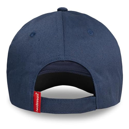 Headsweats Dad Hat – Men's Embroidered Twill Baseball Cap, Adjustable Strapback, Lightweight, Breathable - color: Navy/Swimbikerun