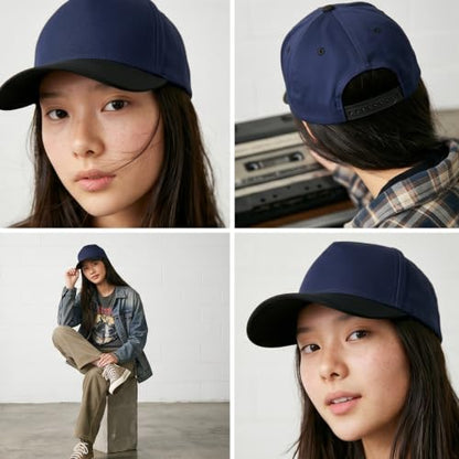 Daxton Men Original Trucker Hat Cotton Twill with Adjustable Snapback 5 Panel A-Frame Cap - color: 2 Pack - All Black, Navy Black