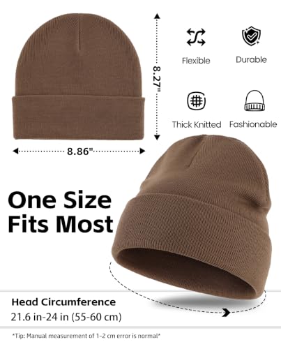 Connectyle Men's Cuffed Beanie Hat Double Layer Knit Winter Watch Cap - color: Light Coffee