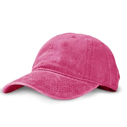 Unisex Vintage Washed Baseball Cap | Low Profile Soft Top Unstructured Cotton Baseball Cap | Adjustable Size Vintage Buckle - color: A06- Pink