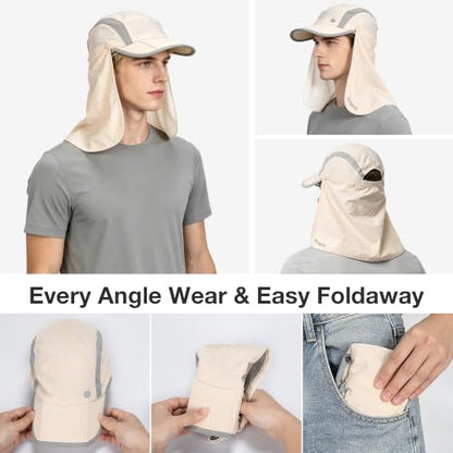 Solaris UPF 50+ Running Cap Mesh Baseball Hat Foldable Unisex - color: Beige, size: Shield