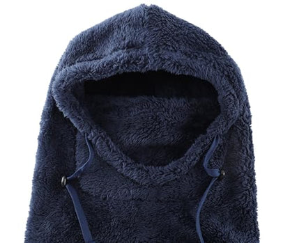 Connectyle Balaclava Hood Winter Hat for Men & Women Windproof One-Piece Fleece Hooded Scarf Ski Mask Cold Weather Hat - color: Navy Blue