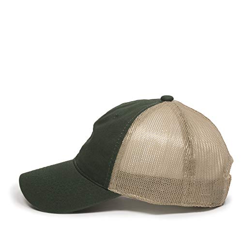 Outdoor Cap Garment Washed Meshback Cap - color: Dark Green/Tan