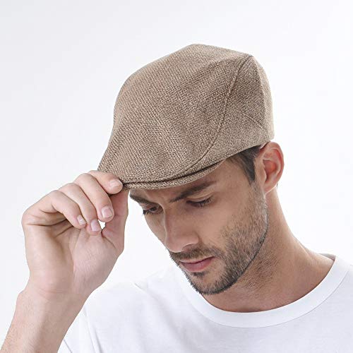 WITHMOONS Ivy Cap Summer Linen-Like Cotton Newsboy Irish Golf Hats MZ30038 (Brown)