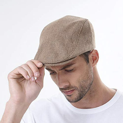 WITHMOONS Ivy Cap Summer Linen-Like Cotton Newsboy Irish Golf Hats MZ30038 (Brown)