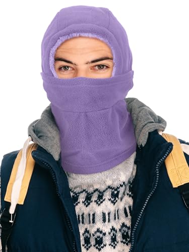 Geyoga Winter Fleece Balaclava Hat for Men Women - color: Pink,purple