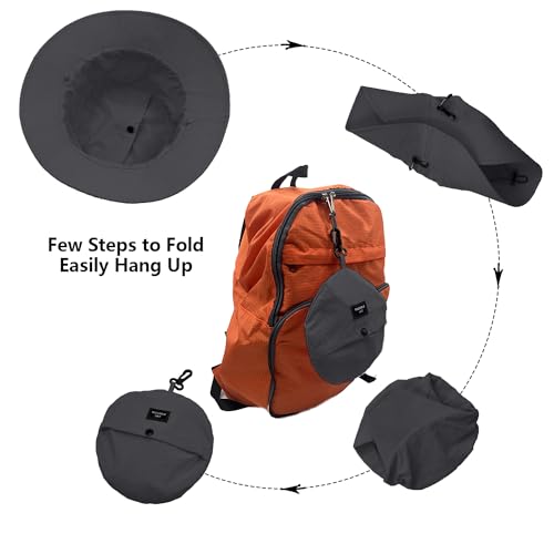 woogwin Waterproof Bucket Rain Hat with Chin Strap Quick Dry Packable Boonie Sun Hat Safari Hat UV Protection - color: Darkgrey